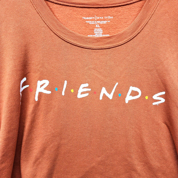 🧡 FRIENDS Love Tribe Sweatshirt Womens XLARGE Sporty Cropped Orange Fall Coffee - Picture 3 of 9